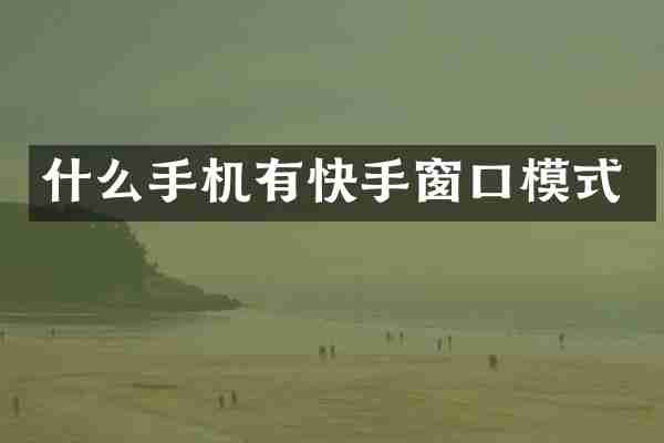 什么手机有快手窗口模式