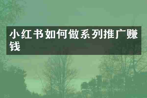 小红书如何做系列推广赚钱