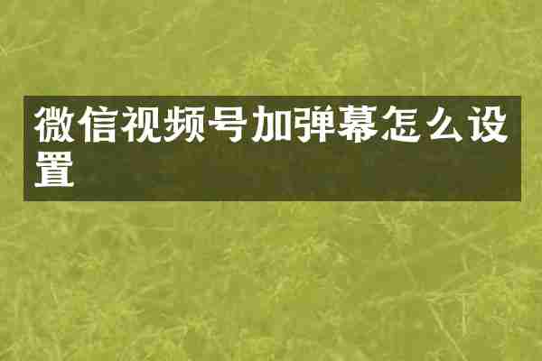 微信视频号加弹幕怎么设置