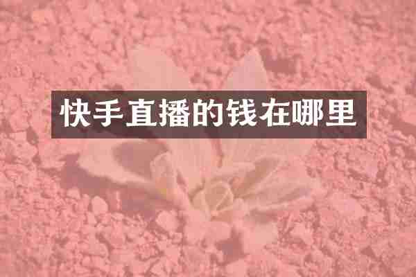 快手直播的钱在哪里