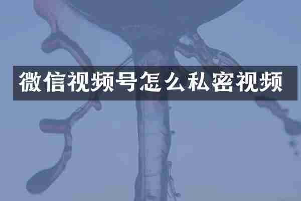 微信视频号怎么私密视频