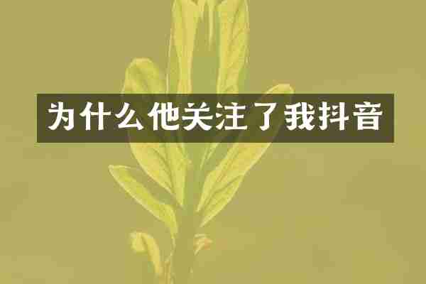 为什么他关注了我抖音