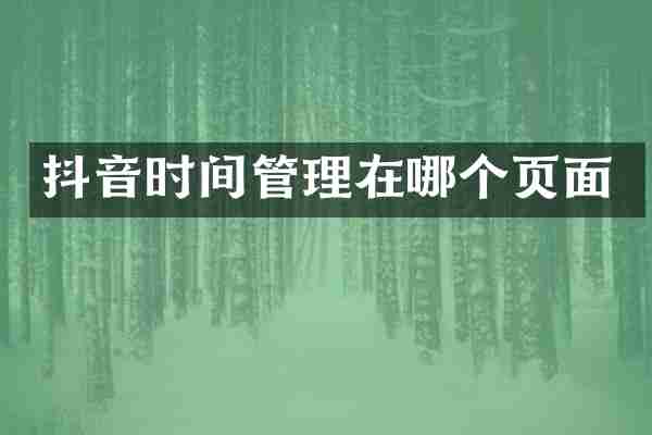 抖音时间管理在哪个页面