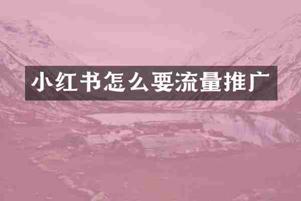 小红书怎么要流量推广