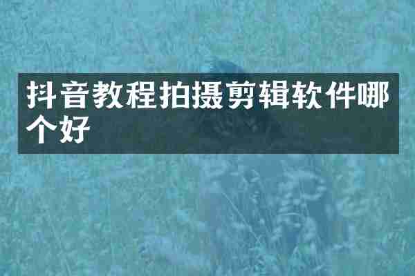 抖音教程拍摄剪辑软件哪个好