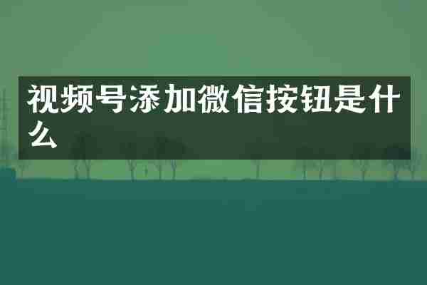 视频号添加微信按钮是什么