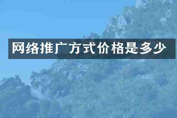 网络推广方式价格是多少