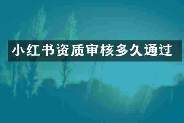 小红书资质审核多久通过