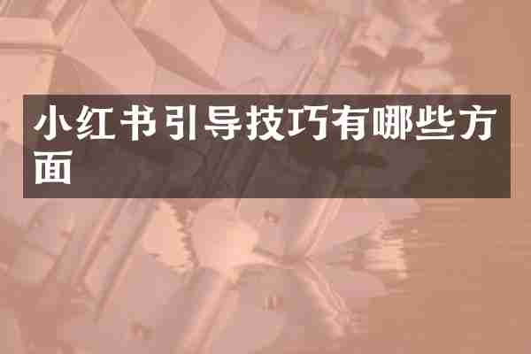 小红书引导技巧有哪些方面