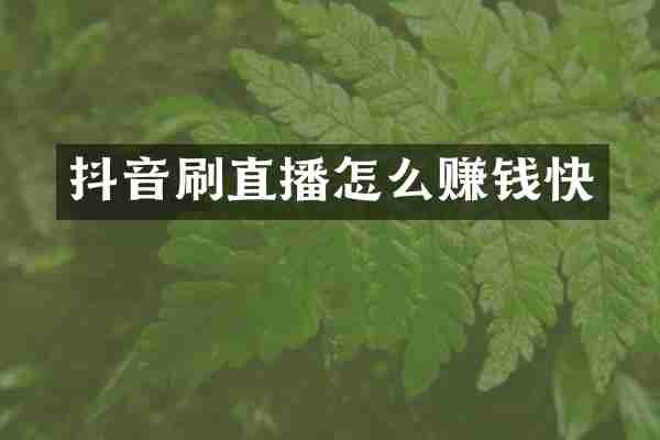 抖音刷直播怎么赚钱快