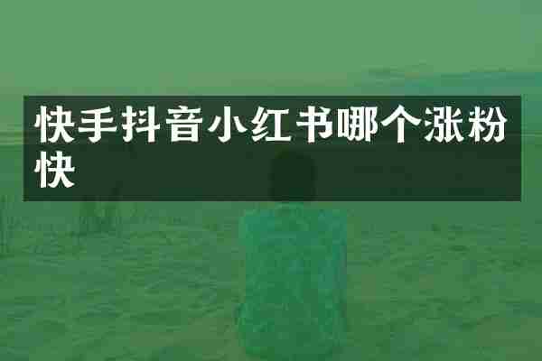 快手抖音小红书哪个涨粉快