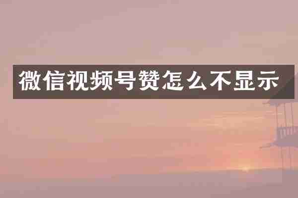 微信视频号赞怎么不显示