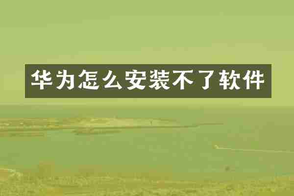 华为怎么安装不了软件