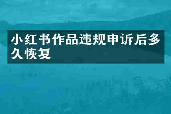 小红书作品违规申诉后多久恢复