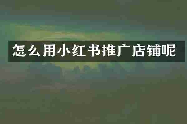 怎么用小红书推广店铺呢