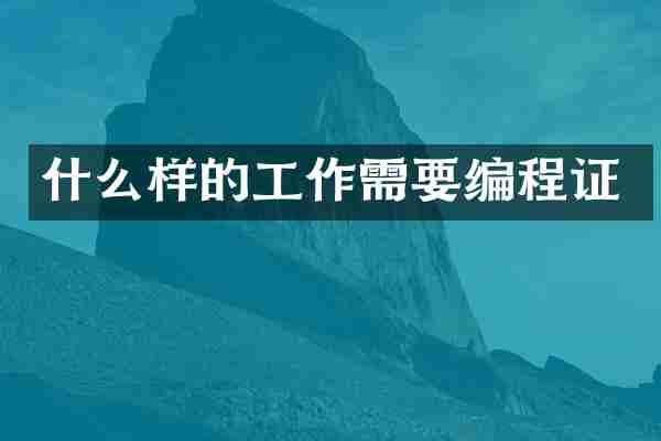 什么样的工作需要编程证