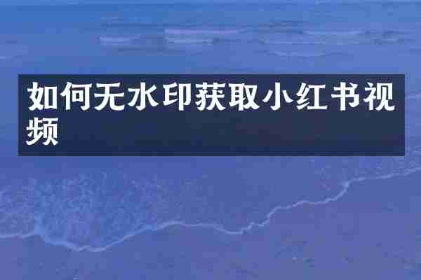 如何无水印获取小红书视频