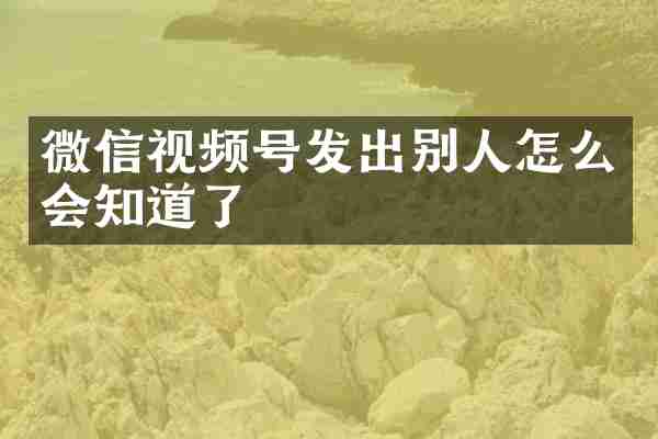 微信视频号发出别人怎么会知道了