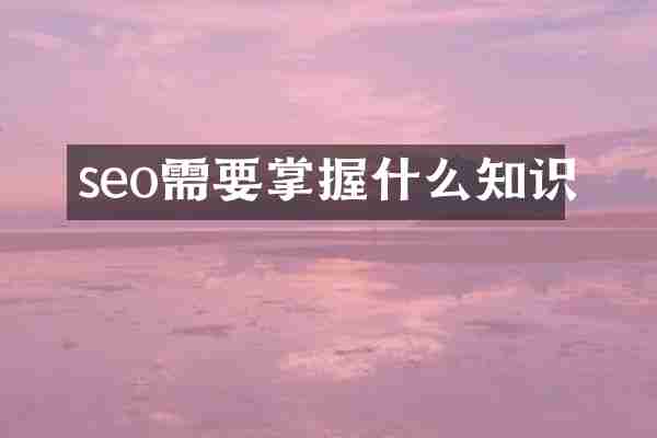 seo需要掌握什么知识