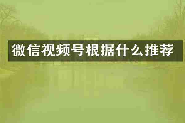 微信视频号根据什么推荐