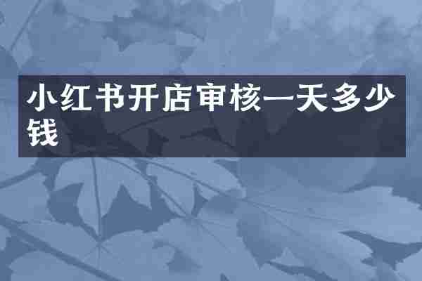 小红书开店审核一天多少钱
