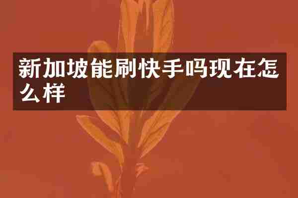 新加坡能刷快手吗现在怎么样