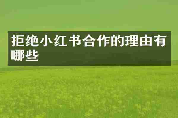 拒绝小红书合作的理由有哪些