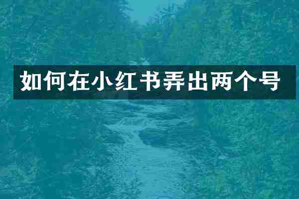 如何在小红书弄出两个号