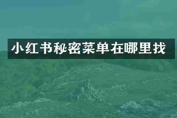 小红书秘密菜单在哪里找