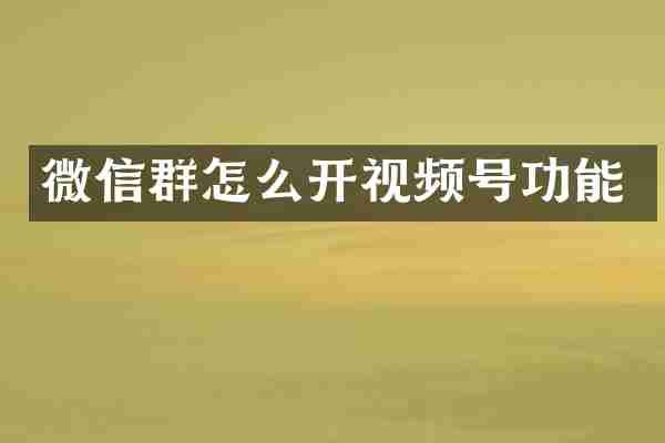 微信群怎么开视频号功能