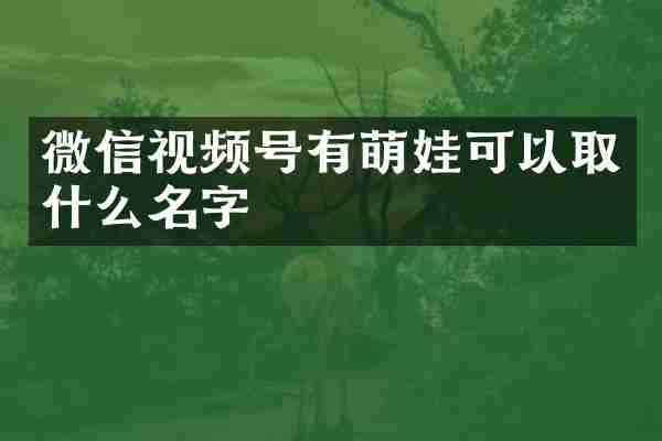 微信视频号有萌娃可以取什么名字