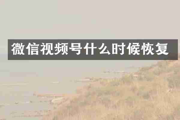 微信视频号什么时候恢复