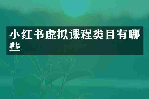 小红书虚拟课程类目有哪些