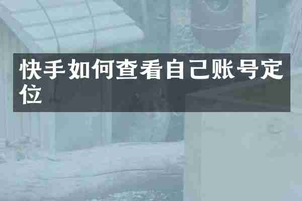 快手如何查看自己账号定位