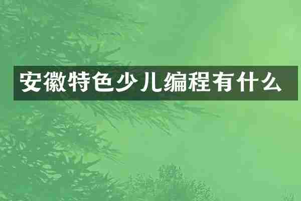 安徽特色少儿编程有什么