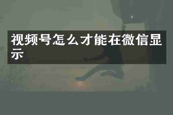视频号怎么才能在微信显示