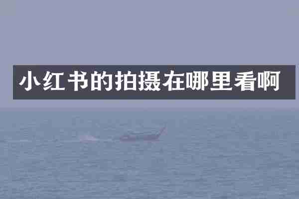 小红书的拍摄在哪里看啊