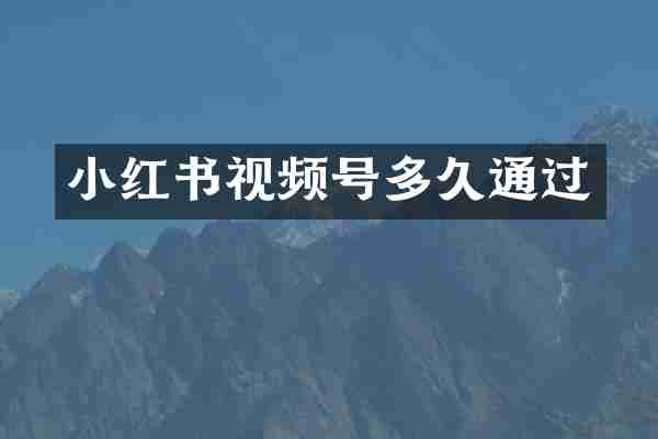 小红书视频号多久通过