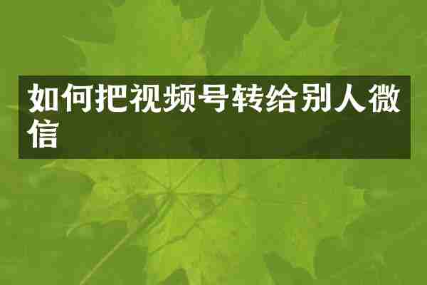 如何把视频号转给别人微信