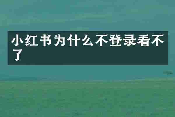 小红书为什么不登录看不了