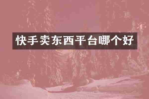 快手卖东西平台哪个好