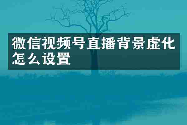 微信视频号直播背景虚化怎么设置