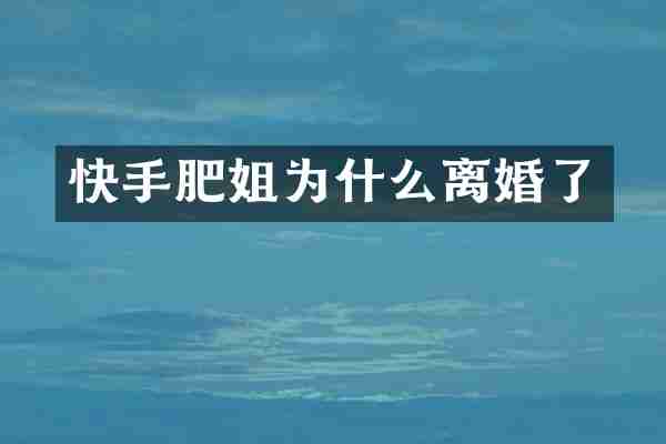 快手肥姐为什么离婚了
