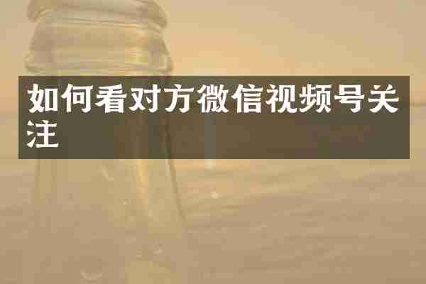 如何看对方微信视频号关注