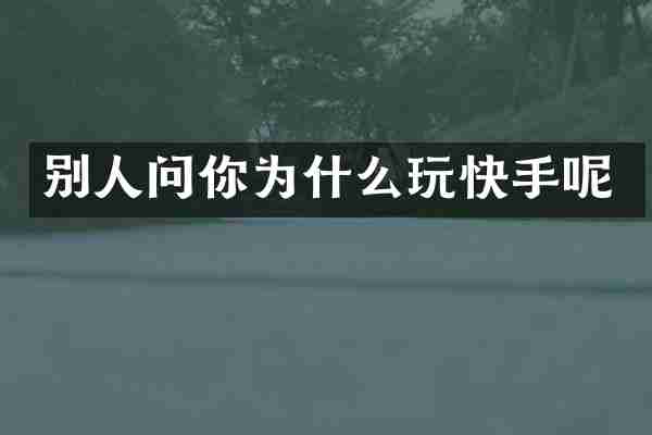 别人问你为什么玩快手呢