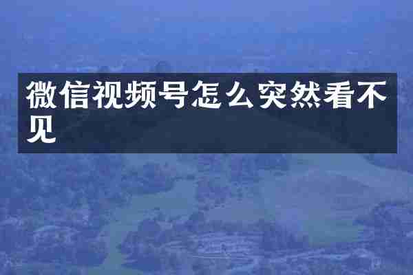 微信视频号怎么突然看不见