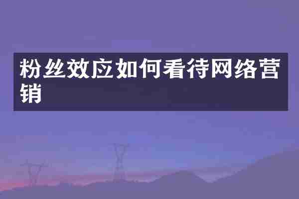 粉丝效应如何看待网络营销