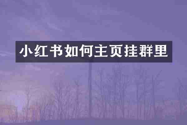 小红书如何主页挂群里