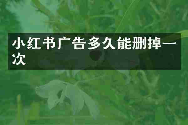 小红书广告多久能删掉一次
