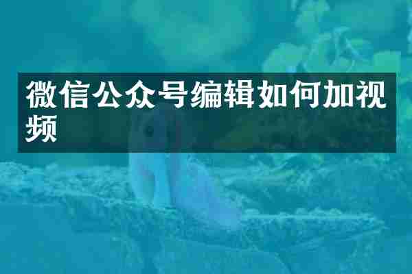 微信公众号编辑如何加视频